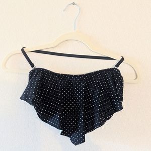 Flowy Poka Dot Bikini / Swimsuit Top Black White
